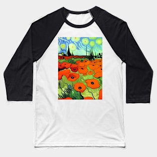 SUNNY POPPY FIELD VAN GOGH STYLE Baseball T-Shirt